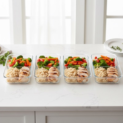 Gesundes Meal-Prep mit ausgewogenen Portionen